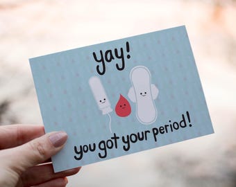 Funny First Period Gift for Daughter, Card from Mom, First Period Card, Funny Gift for Her, Card from Mom, Aunt Flo, Funny Period