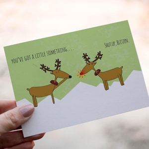 Funny Christmas Card - Cute Reindeer Holiday Greeting - Funny Xmas Card for Friends or Coworkers - Quirky Holiday Card