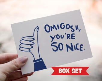 Funny Thank You Card Set – "Omigosh You're So Nice" Appreciation Notes