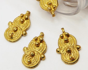 25mm Handmade Brass Pendants from India – Bohemian Tribal Charms for Jewelry Making, Macrame, and DIY. Gold-plated charms