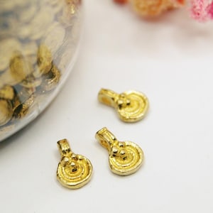11mm Handmade Brass Pendants from India – Bohemian Tribal Charms for Jewelry Making, Macrame and DIY. Small brass coins.