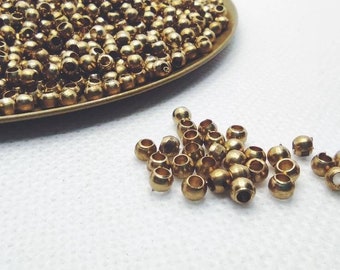 3x2.5mm Brass Beads, Round Beads, Gold Beads, Metal beads, Brass charms, Raw Brass, Spacer Findings, Macrame beads, Macrame diy,Gold charm