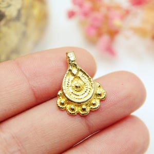 19mm Handmade Brass Pendants from India – Bohemian Tribal Charms for Jewelry Making, Macrame, and DIY. Gold-plated charms