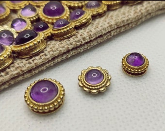 8mm, 9,5mm, 11mm Cabujón ranurado, amethyst grooved stone, piedras con marco de latón para la fabricación de joyas, stones with brass,