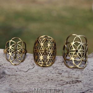 Flower of Life Ring - Symbolic Design in Various Finishes