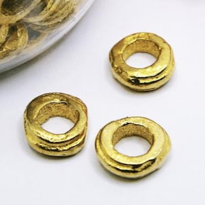 Round Brass Charm 12.5mm | Large Hole 6.5mm Spacer | Minimal Gold Brass Ring for Jewelry Making & Macramé