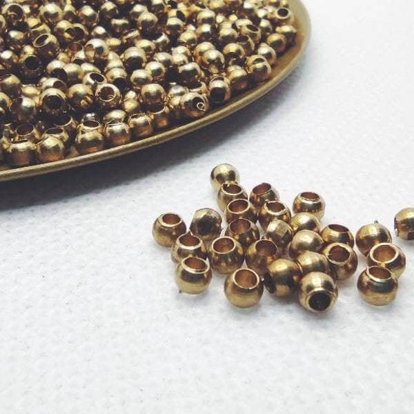 3x2,5mm Brass Beads, Round Beads, Gold Beads, Metal beads, Brass charms, Raw Brass, Spacer Findings, Macrame beads, Macrame diy,Gold charm