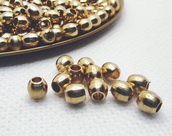 4,3mm Brass Beads, Round Beads, Gold Beads, Metal beads, Brass charms, Raw Brass, Spacer Findings, Macrame beads, Macrame charms,Gold charm