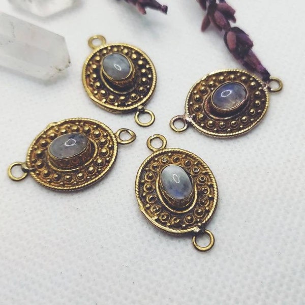 Brass Charms, Gold Charms, Macrame charms, Brass pendant, Connectors for making Macrame jewelry, boho charms, brass connectors with stone.