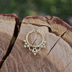 Tribal Fake Septum Ring Brass | Boho Chic Septum Piercing Without Piercing