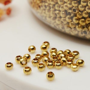3x2.5mm Raw Brass Beads from India – Tribal Boho Jewelry Making Supplies, Beads for Macrame and Wire Wrapping
