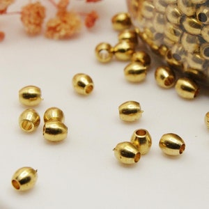 4,3mm Raw Brass Beads from India – Tribal Boho Jewelry Making Supplies, Beads for Macrame and Wire Wrapping