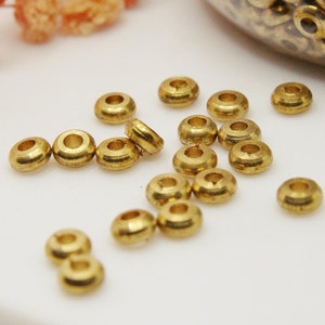 4'5x2'5mm Raw Brass Beads from India – Tribal Boho Jewelry Making Supplies, Beads for Macrame and Wire Wrapping