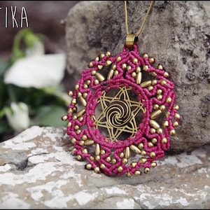 Star of Life Macramé Necklace - Sacred Geometry Jewelry - Handmade