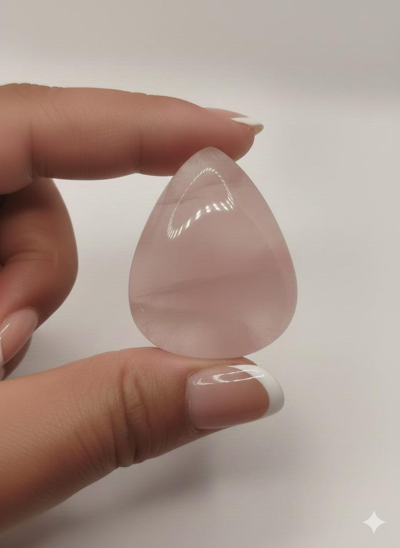 Natural Rose Quartz Cabochon for Macrame or Wire - Stone of Unconditional Love and Peace D. (3,8cm x 2,8cm)