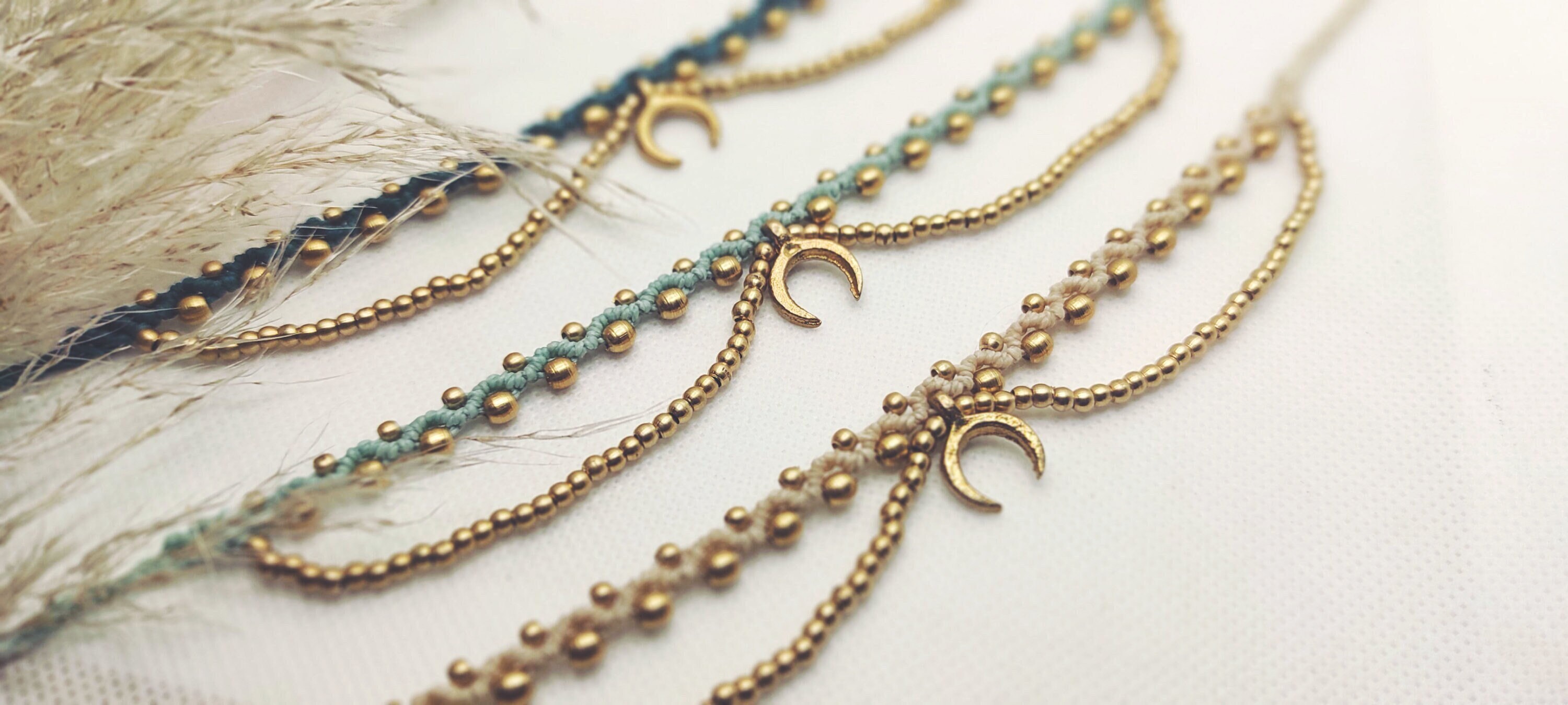 Macramé Bracelet with Tribal Brass Charms: Bohemian Design
