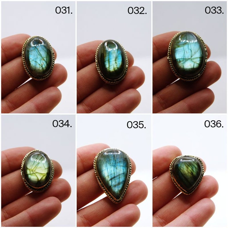 Cabochon fendu, pierre rainurée labradorite, pierres avec monture en laiton pour fabrication de bijoux, macramé, pierres en laiton,labradorite image 6