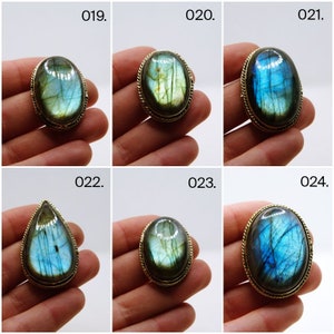 Cabochon fendu, pierre rainurée labradorite, pierres avec monture en laiton pour fabrication de bijoux, macramé, pierres en laiton,labradorite image 4