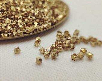 3x2'5mm diamond cut faceted,Gold Beads, Metal beads, Brass beads, Raw Brass, Spacer Findings, faceted beads, Macrame beads, Gold charm