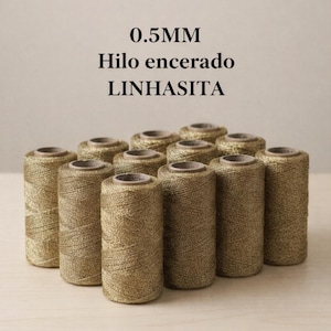 Linhasita Gold Waxed Thread 0.5mm – Double Strand Separable – Ideal for Macrame and Jewelry Making – 5m, 10m or 20m