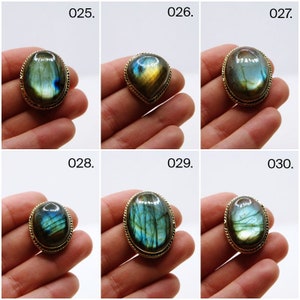 Cabochon fendu, pierre rainurée labradorite, pierres avec monture en laiton pour fabrication de bijoux, macramé, pierres en laiton,labradorite image 5