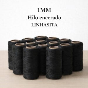 Linhasita 1mm Waxed Polyester Thread for Macramé - BLACK Color.  5-10-20meters