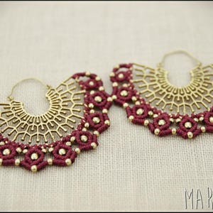 Macrame Earrings with Brass: Various Color Options