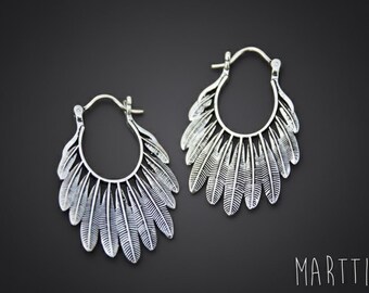 Brass Feather Earrings | Bohemian Tribal Jewelry | Handcrafted Ethnic Style