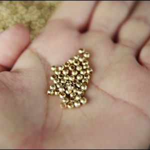 Perles de laiton 3x2.5mm, perles rondes, perles dor, perles métalliques, charmes en laiton, laiton brut, résultats despacement, perles de macramé, bricolage de macramé, charme dor image 3