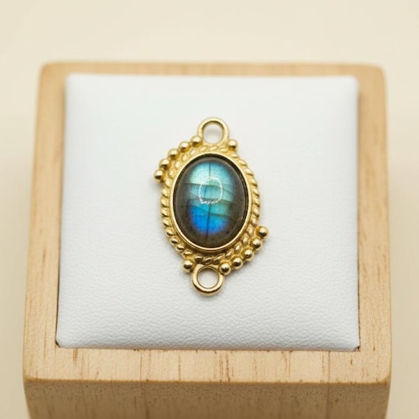 Brass Pendant with Amethyst, Labradorite or Moonstone - Bohemian Charm for Handmade Jewelry