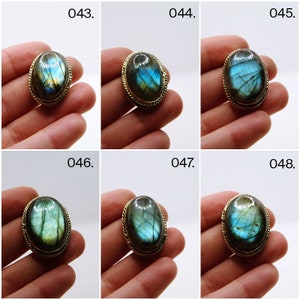 Cabochon fendu, pierre rainurée labradorite, pierres avec monture en laiton pour fabrication de bijoux, macramé, pierres en laiton,labradorite image 8