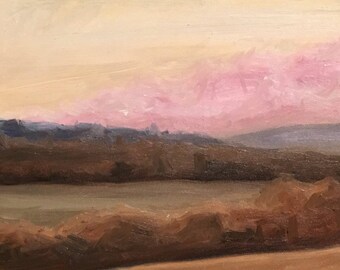 Impresión artística de nubes rosas: pintura firmada de un cielo al atardecer