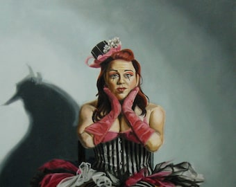 Rosey La Rouge Burlesque Portrait Art Print – Impresión de artista firmada