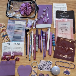 40 item mystery bundle full of stationery, selfcare, keychains and fun gadgets.