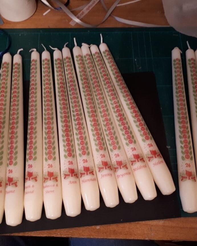 Personalised Advent Candles, Made to Order, Countdown to Father