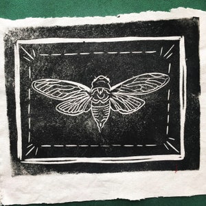 Cicada Patch | Bug Patch | Insect Art | Linocut