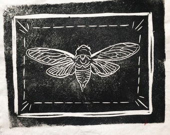 Cicada Patch | Bug Patch | Insect Art | Linocut