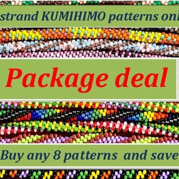 Beaded Kumihimo Pattern Package Deal Discount Saver Choose Any 8 Patterns PDF Tutorial Step By Step 8 Strand Braid Seed Bead Ropes