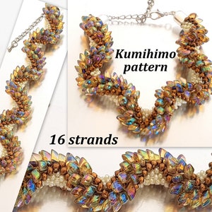 16 strands Beaded Kumihimo Bracelet PDF Pattern Tutorial Loading Braiding  Yellow Twisted Spiral Zigzag Snake Unique Bohemian