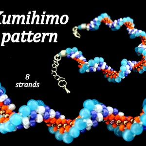 Beaded kumihimo Spiral Wavy Twisted Bracelet PDF Pattern and Tutorial 8 strand Braid Instant Download Step by step Instructions