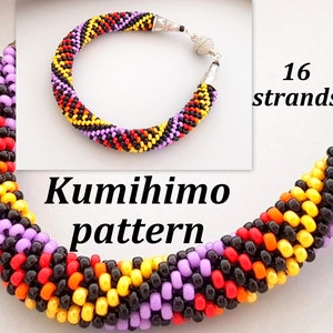 16 strengen kralen Kumihimo armband PDF-patroon en volledige handleiding Multi Color Native American Style