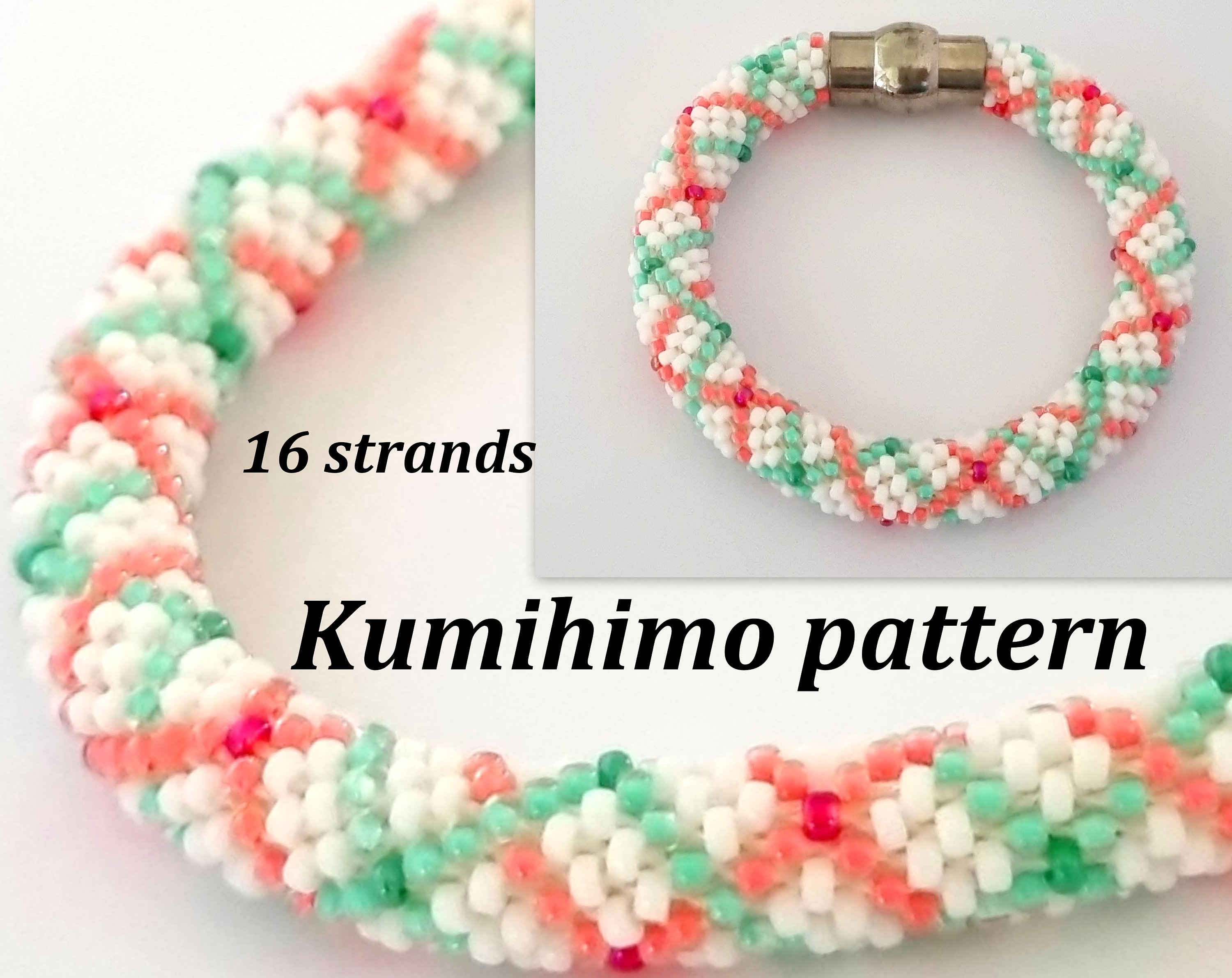 16 strand Beaded Kumihimo Pattern and Tutorial PDF Instant Etsy