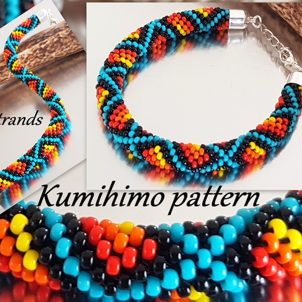 16 strands Beaded Kumihimo Pattern Tutorial PDF Loading Braiding Instruction Seed bead Native American Bracelet Boho Hippie Ethnic Tribal