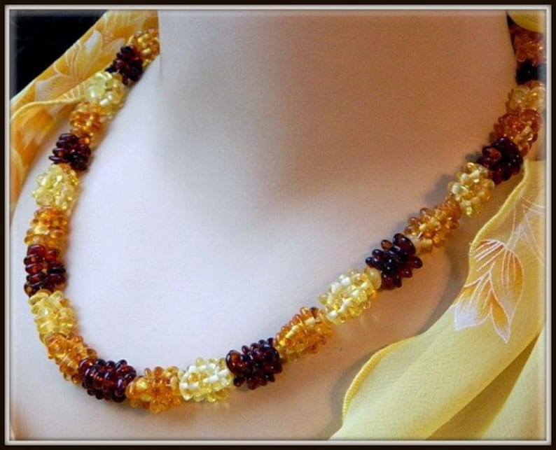 Genuine Baltic Amber Necklace Cognac Honey Beads Choker Unique Original Jewellery 22g
