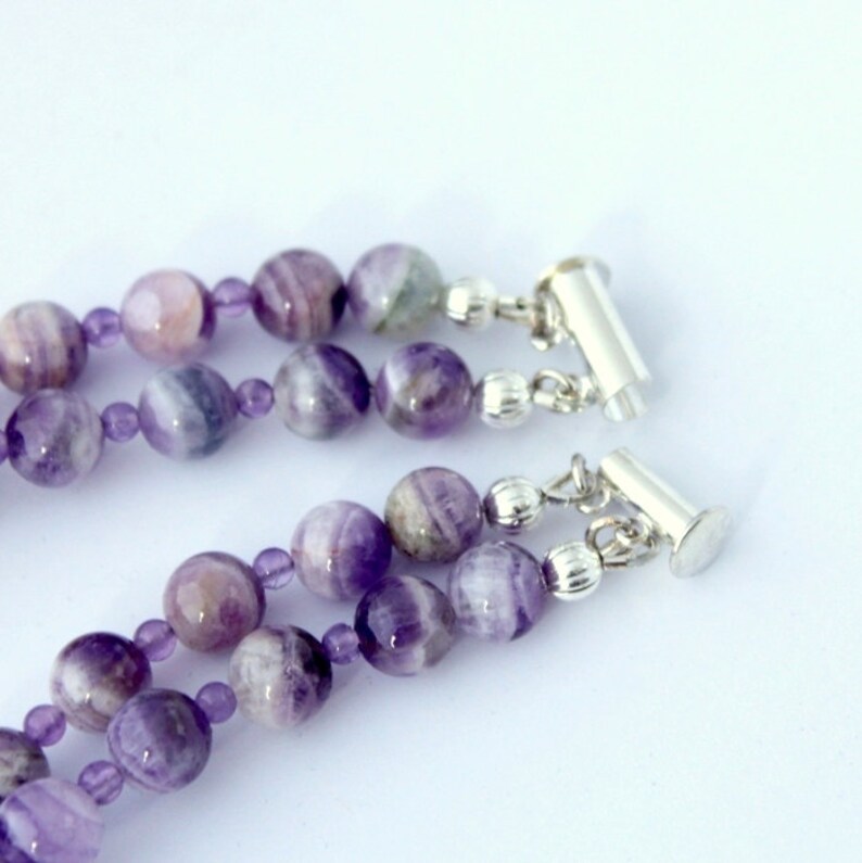 Double strand Amethyst Necklace Lilac Purple Natural Stone Etsy