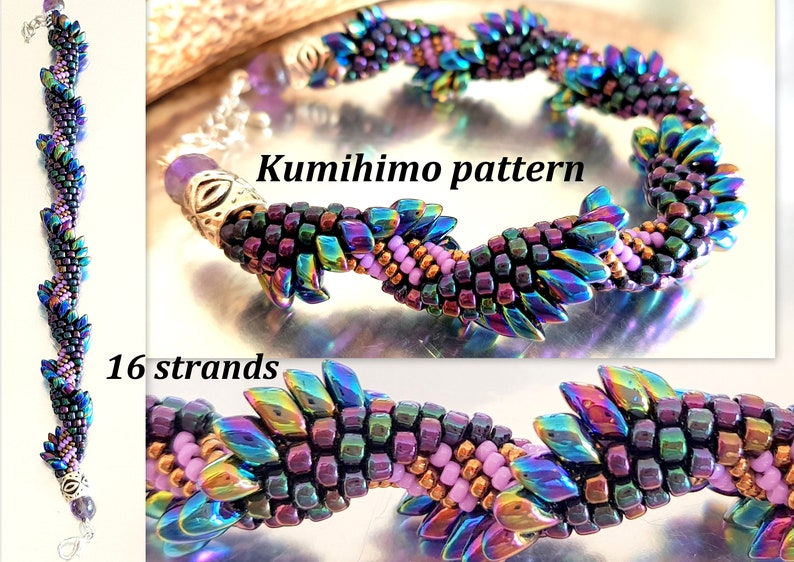 16 Strands Kumihimo Seed Beads Braid Bracelet Pattern Tutorial Etsy