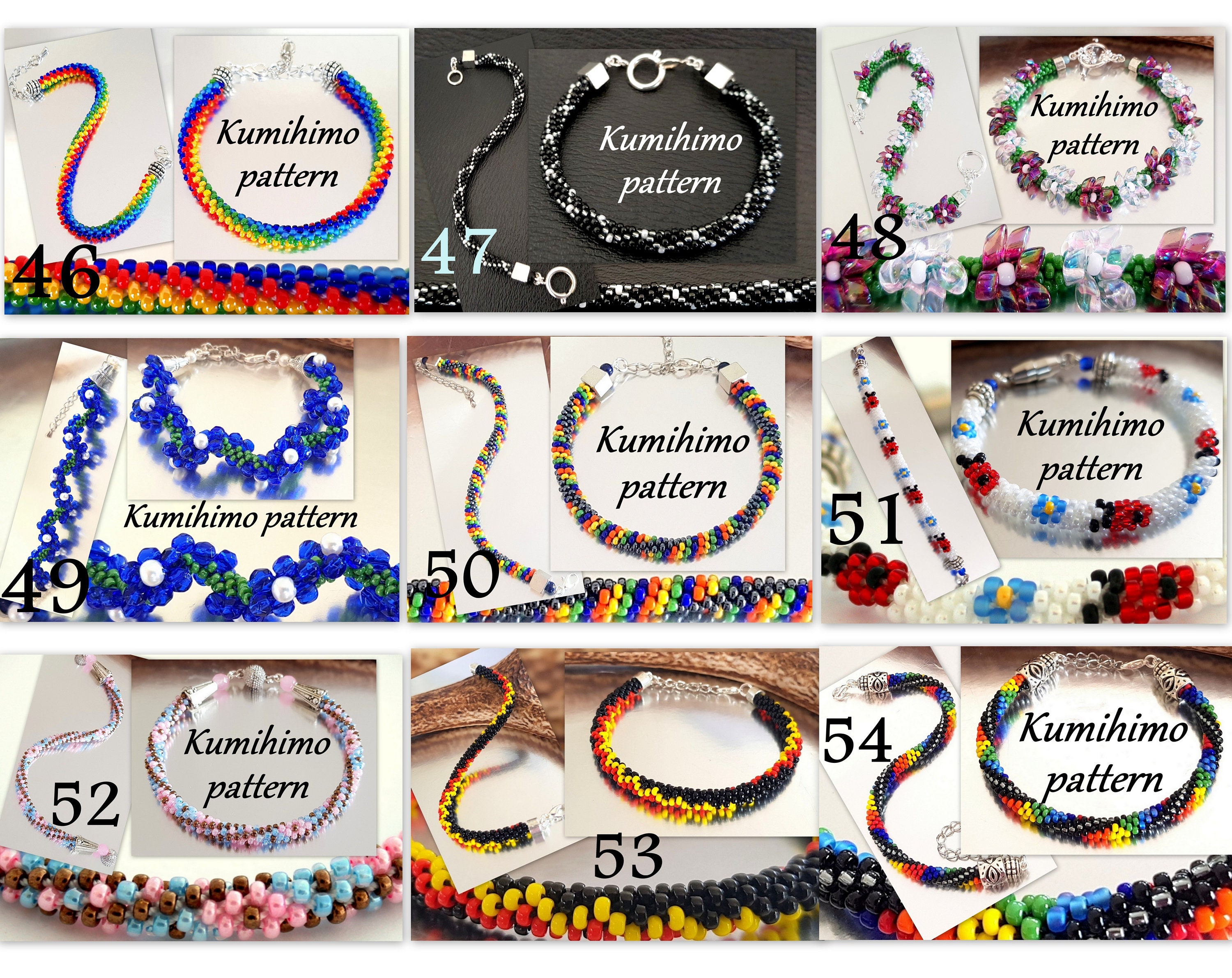 Kumihimo Pattern and Tutorial PDF Loading Instruction Stripes Rainbow  Necklaces 2 in 1 Seed Beads Jewellery Beaded Braiding 
