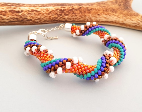 16 Strands Beaded Kumihimo Bracelet Instant Download PDF