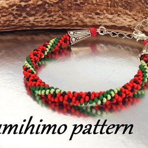 Kumihimo pattern and Tutorial PDF Loading Braiding instruction 8 strands beaded braid Watermelon Seed Beads Bracelet