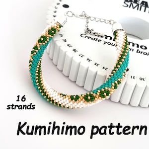 16 strand beaded kumihimo bracelet PDF pattern and full tutorial seed bead braided rope instant download artisan bead jewelery
